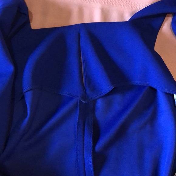 Calvin Klein royal blue dress sz 8 / fitted sheath /gold tone exposed zipper - Picture 13 of 16